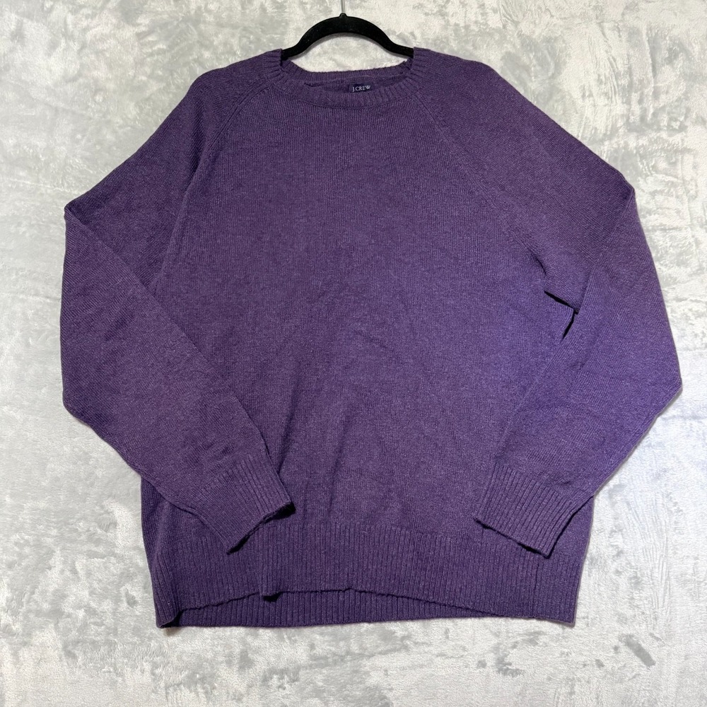 J.Crew Lambswool Blend Crewneck Sweater Men XXL Purple Raglan AA027 NWT - Picture 2 of 13